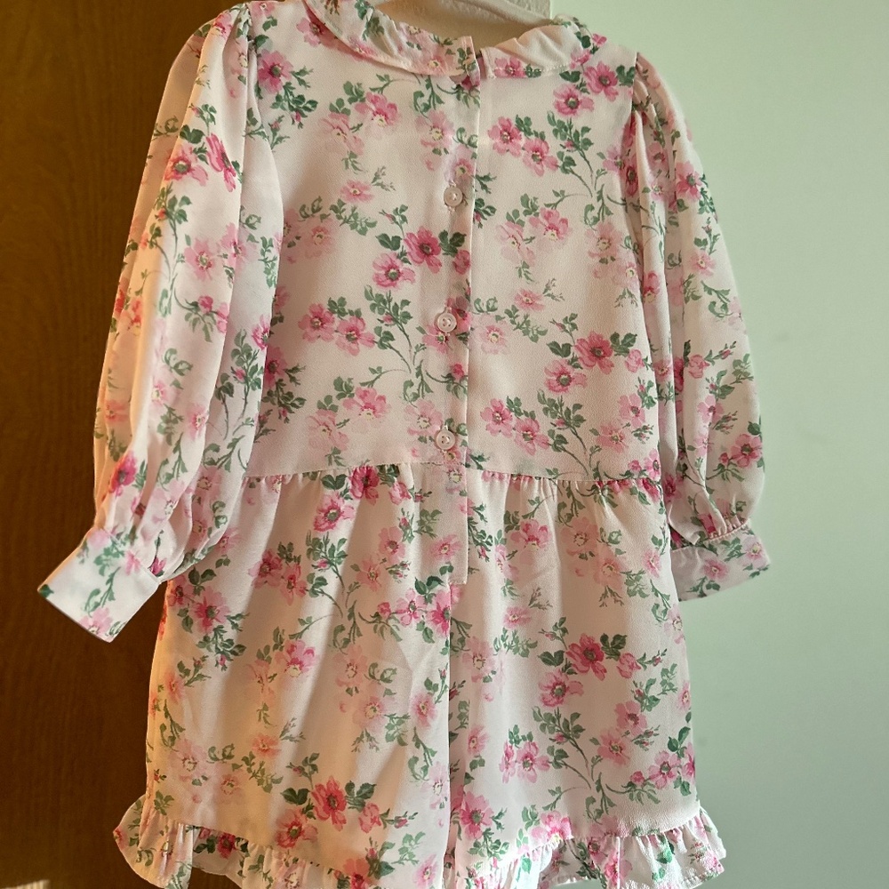 Janie & Jack FLORAL RUFFLE CHIFFON ROMPER - Picture 11 of 12
